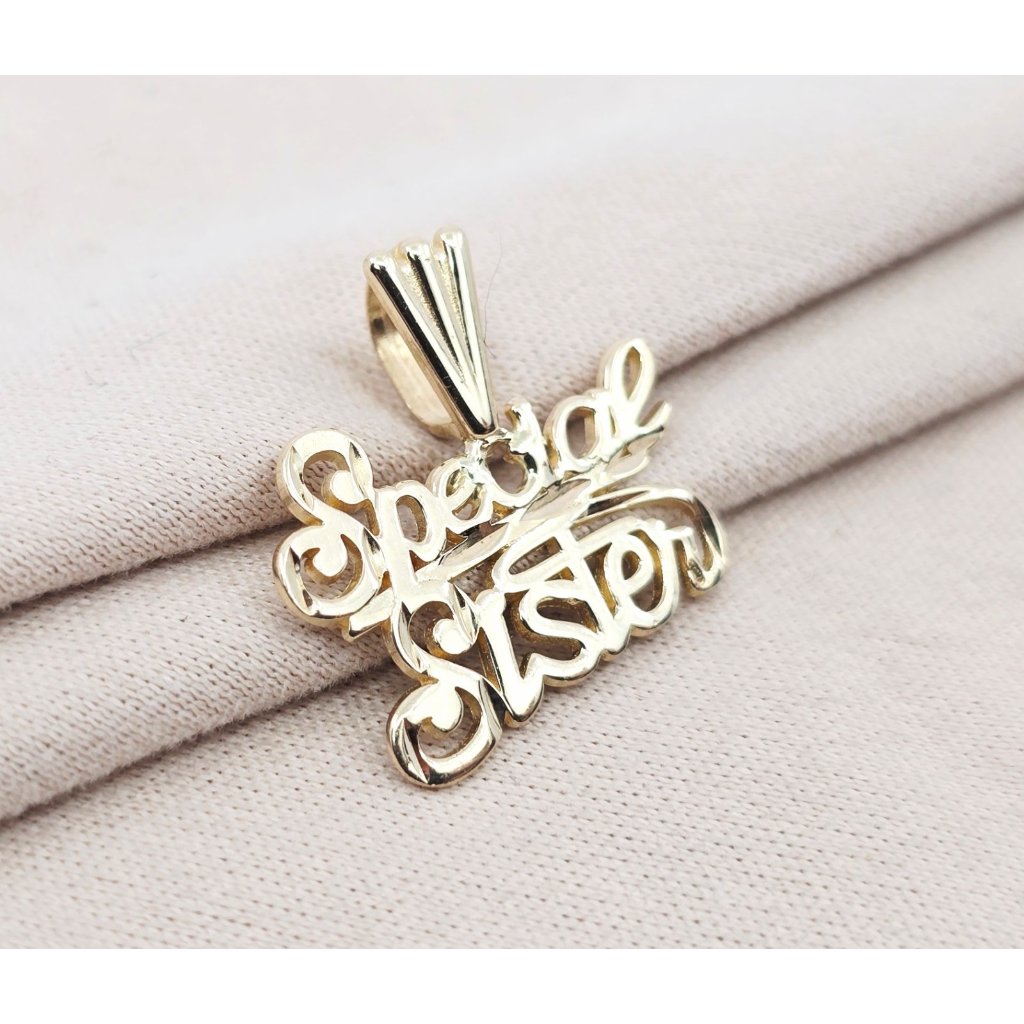 Unique 14k Solid Yellow Gold Designer Initial Special Sister Charm Pendant
